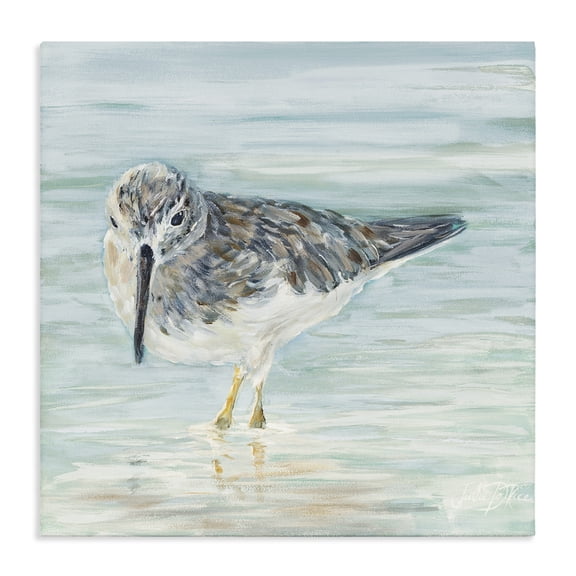 Stupell Industries Coastal Sandpiper in Shallow Beach Waters Canvas Art, 17 x 17, by Julie DeRice