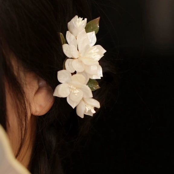 White Gardenia Hairpin Chinese Style Hair Accessory Elegant Updo Ornament