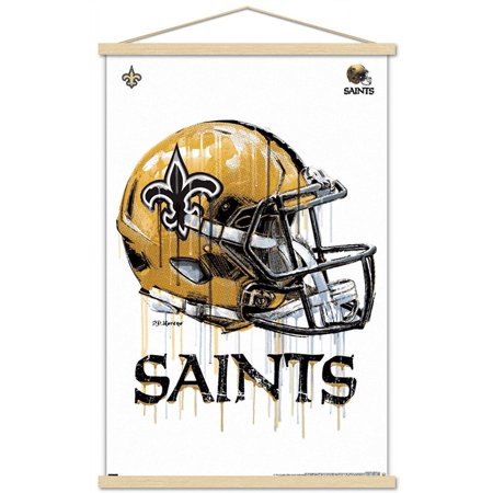 NFL New Orleans Saints – Drip Helmet 20 Wall Poster with Magnetic Frame 22.375 x 34