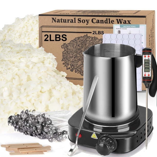 Kit para hacer velas Haccah con fundidor de cera, escamas de cera de soja de 2 kg