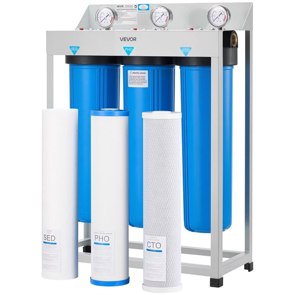 VEVOR 3-Stage Whole House Water Filter System 4.5" x 20" PHO Prevent Scale Build