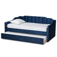 thumbnail image 3 of Bowery Hill Navy Blue Velvet Twin Size Daybed with Trundle, 3 of 10