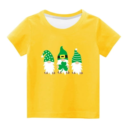 

Penkiiy Kids St.Patrick s Day T-Shirt Boys Green Lucky Clover Tee Girls Short Sleeve Irish Shirt 13 Years Yellow