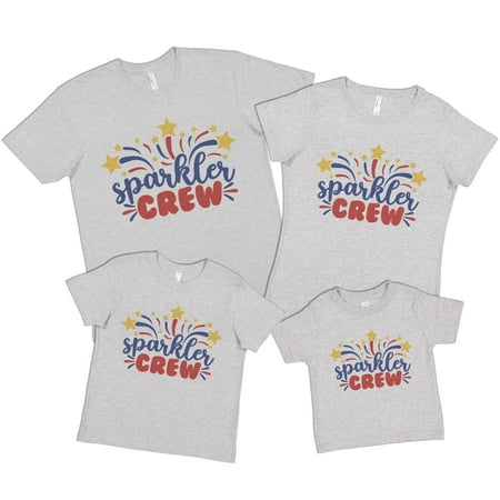 

7 ate 9 Apparel Matching Family 4th of July Shirts - Fireworks Sparkler Crew Grey T-Shirt 12 Months