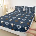 thumbnail image 5 of Manfei Western Cow Skull Queen Sheets, Bohemian Aztec Queen Sheet Sets, Blue Brown White, Navy Reversible 4-Piece1 Flat Sheet + 1 Fitted Sheet + 2 Pillowcases, 5 of 6