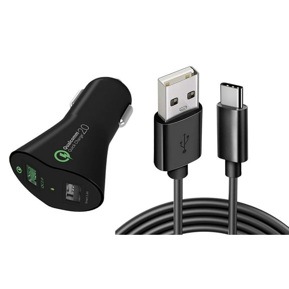 Car Charger for Samsung Galaxy Z Fold 2 - 30W Fast 2-Port USB 6ft Cable Type-C Quick Charge DC Socket for Galaxy Z Fold 2