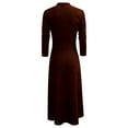 thumbnail image 5 of IWRICH Women's Vintage Western Plaid Maxi Dress Plaid Suede Dress with Pockets Buttons and Belt Fishtail Long Sleeve Boho Dresses Coffee XL, 5 of 5