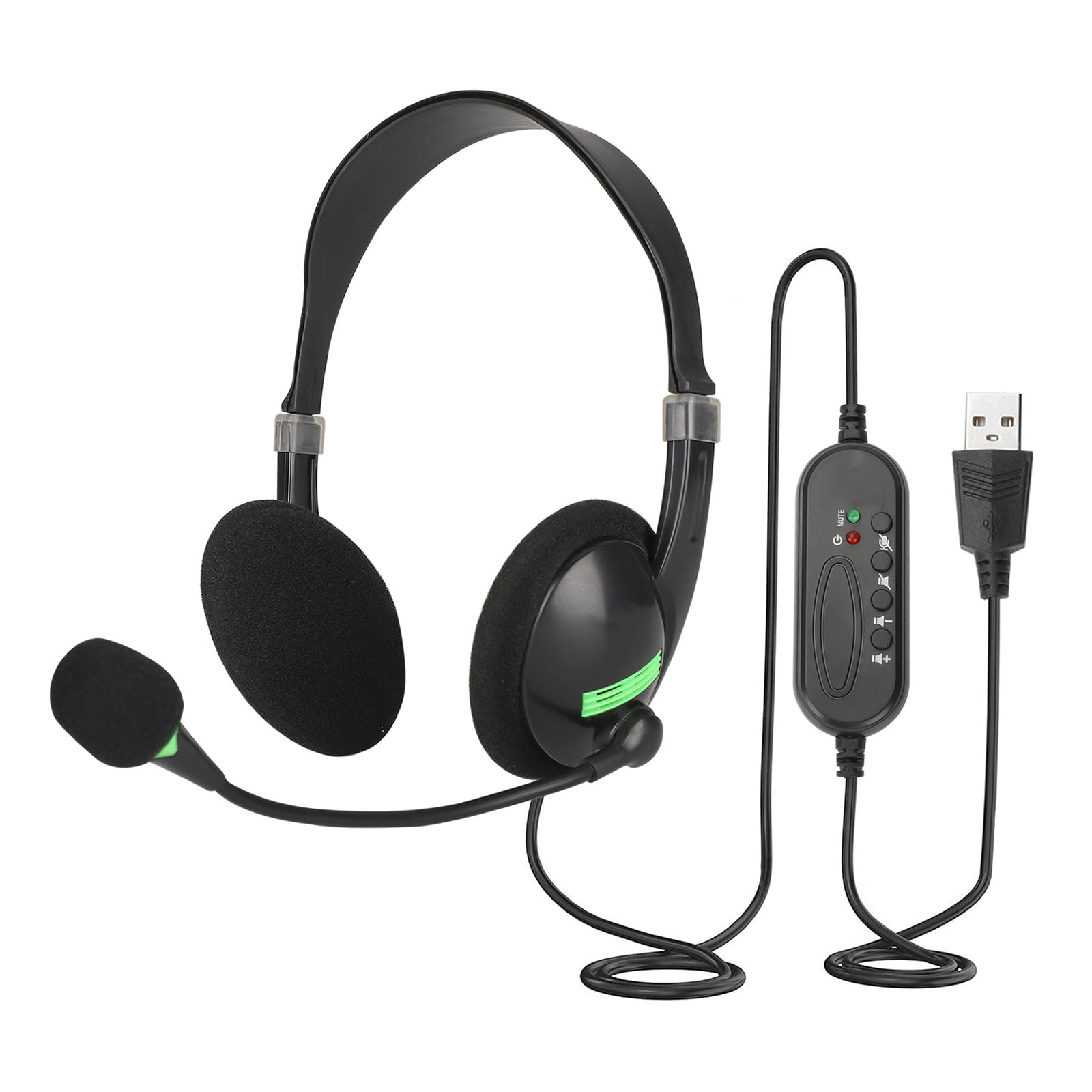Headset with Microphone Noise Cancelling Headphones with USB Plug for Computer and Laptop Volume Control and Mute Switch Business Call Center Office Super Light Clearer Voice 