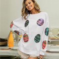 thumbnail image 1 of Chandail à Paillettes en Forme d'Oeuf de Pâques pour Femmes 2024 Printemps Automne Décontracté à Manches Longues Col Rond Chandail Mode Ample Col Rond Manteau Hauts, 1 of 5