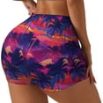 thumbnail image 2 of Naloa Retro Palms Biker Shorts for Women Seamless Scrunch Short Women’s Yoga Shorts for Gym Running Sport Shorts - Small, 2 of 9