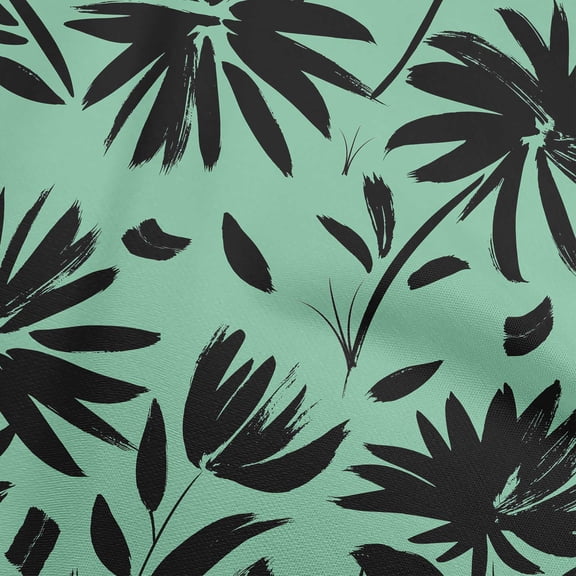 oneOone Cotton Silk Mint Green Fabric Leaves & Floral Quilting Supplies Print Sewing Fabric By The Yard 42 Inch Wide