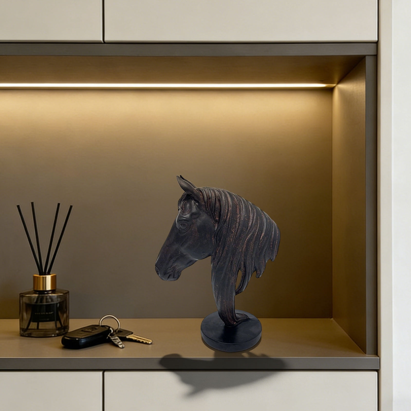 Bristle Horse Head Desk Ornament, Minimalist Modern Sculpture For Home Office Shelf Decoration Equestrian Lovers Art Display And Creative Workspace Accent