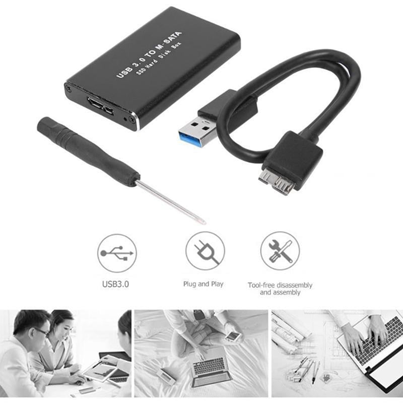 10X MSATA to USB 3.0 SSD Enclosure External Hard Drive Disk Box Storage Case Adapter for 30X50mm 30X30mm MSATA SSD