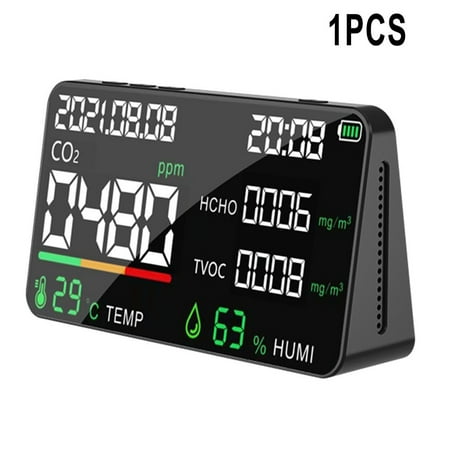 

5 in1 LCD Temperature Humidity Carbon Dioxide TVOC HCHO Air Quality Monitor