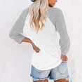 thumbnail image 5 of CheerKidz Women's Patchwork Design 3/4 Sleeve V-Neck Pullover Blouse Unique Shoulder Detail Fashion Tops Casual T-Shirt for Stylish Outfits(Gray,M), 5 of 7