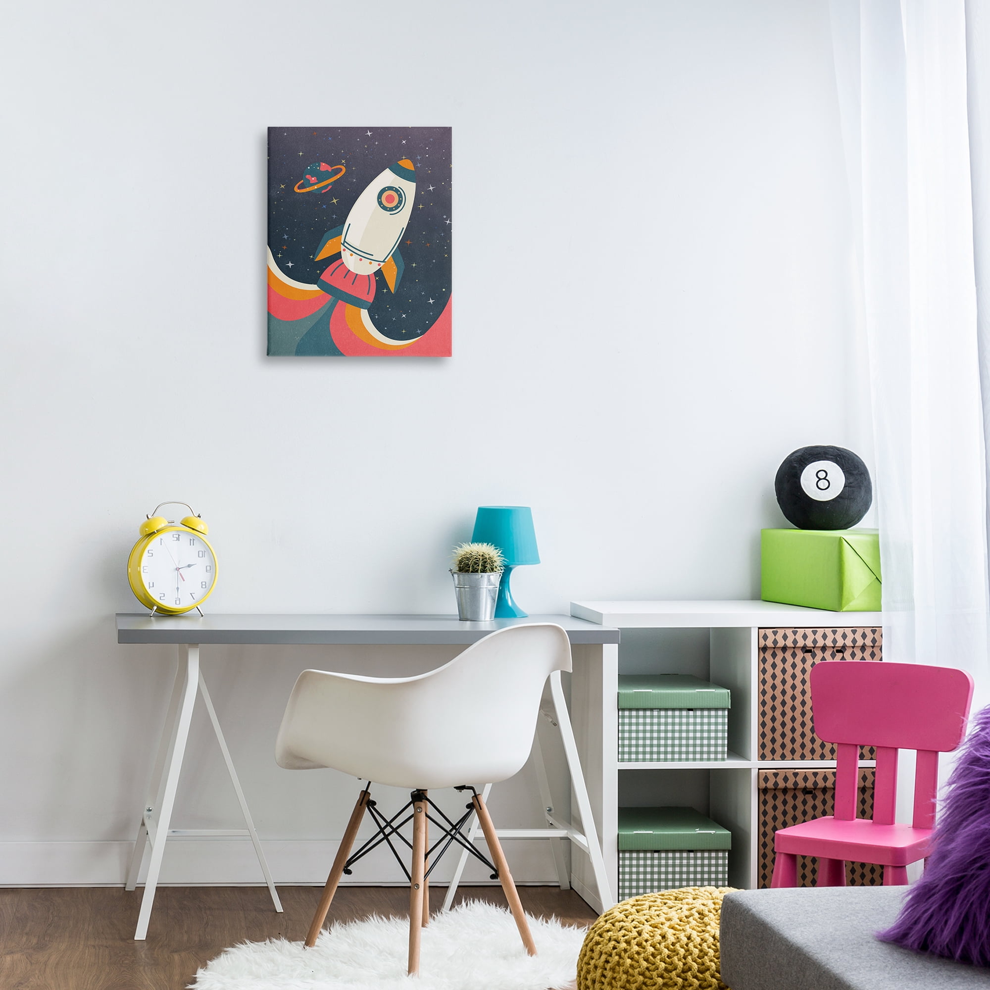 Stupell Industries Retro Space Rocket Astrology & Stars Painting Wrapped Canvas Art Print Wall Art, 16 x 20