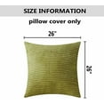 thumbnail image 5 of Set of 2 Green Spring Pillow Covers Euro Pillow Shams 26x26 Striped Velvet Corduroy Decorative Europe Sham Throw Pillow Covers for Couch, 26 x 26 inch, Grass Green, 5 of 7