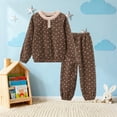thumbnail image 5 of Cethrio Girls Winter Pajama Sets, Thermal Long Sleeve Crewneck Fleece Girls' Sleepwear Coffee Size 2-3 T, 5 of 5