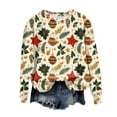thumbnail image 2 of Jkety Christmas Tops for Women Fall Wildflower Sweatshirt Women Casual Long Sleeve Printed Flowers Shirts Boho Cottagecore Floral Autumn Pullover Light Yellow,M, 2 of 7