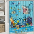 thumbnail image 5 of Nautical Ocean Wildlife Shark 4 Pieces Shower Curtain Set,Cool Undersea Animals Sharks Fish Coral Non-Slip Rugs Toilet Lid Cover Bath Mat and Bathroom Curtain, 5 of 8