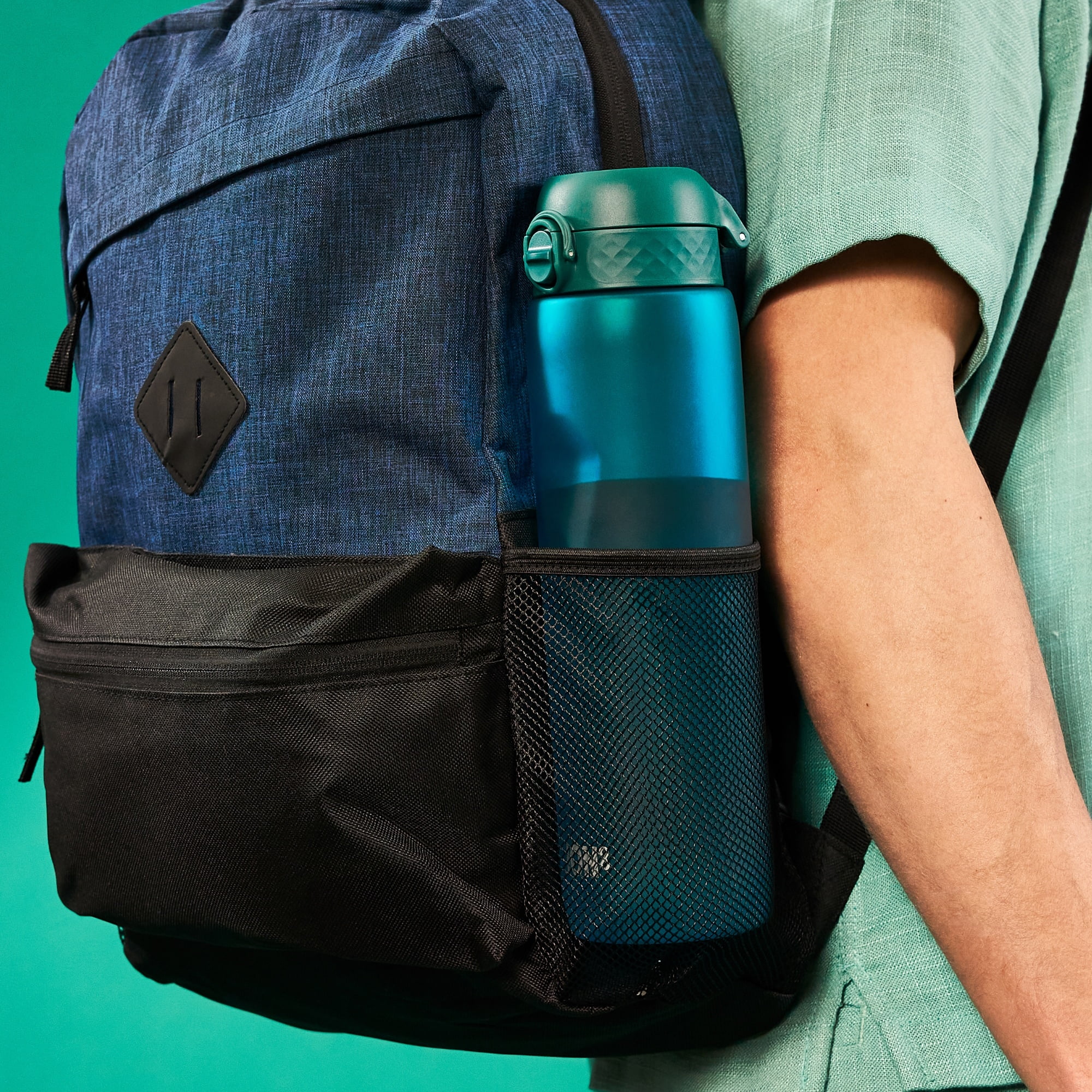 ION8 Leak Proof Flip-Top 1 Litre Water Bottle, BPA Free, Dishwasher-Safe, Aqua, 1000ml (32oz)