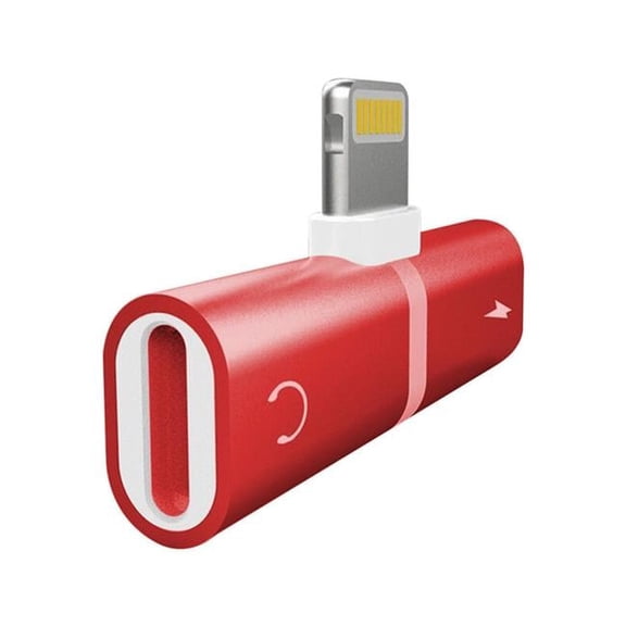 Ztech CTS003RE 2 in. 1 Metallic Lighting Splitters for Iphone, Red & Black