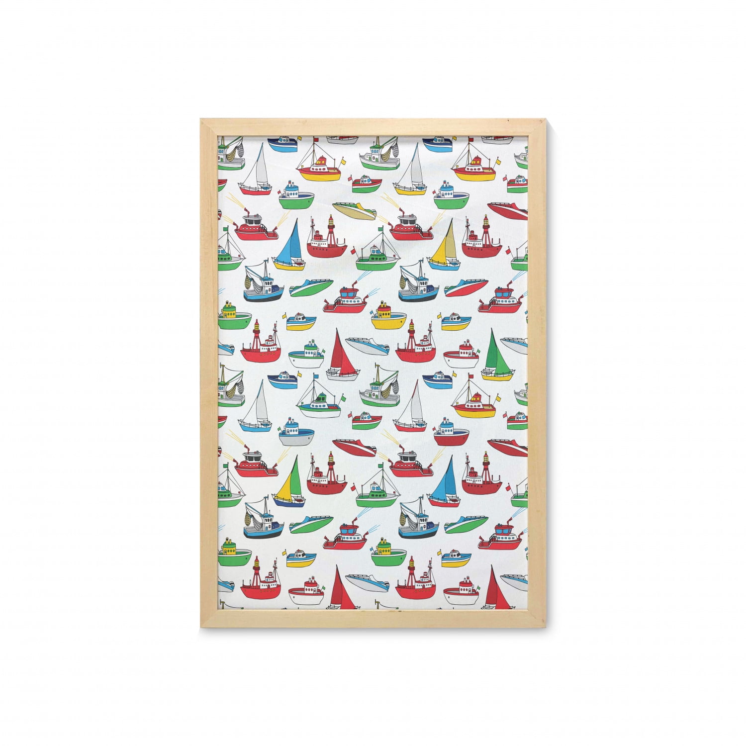 Nautical Wall Art with Frame, Bunch of Colorful Vessel Speedboat ...