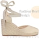 thumbnail image 4 of Sandalias con cordones y tacón de cuña con plataforma tipo alpargata para mujer Beige 36, 4 of 5