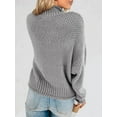 thumbnail image 4 of Fall Winter Women Long Sleeve Cable Knit Sweater Batwing Turtleneck Pullover, 4 of 7