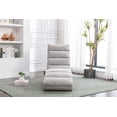thumbnail image 2 of Armless Chaise Lounge, Linen Fabric Massage Recliner Chaise with Metal Legs, Modern Upholstered Long Lounge Chair for Living Room, Bedroom, Office, Light Grey, 2 of 9