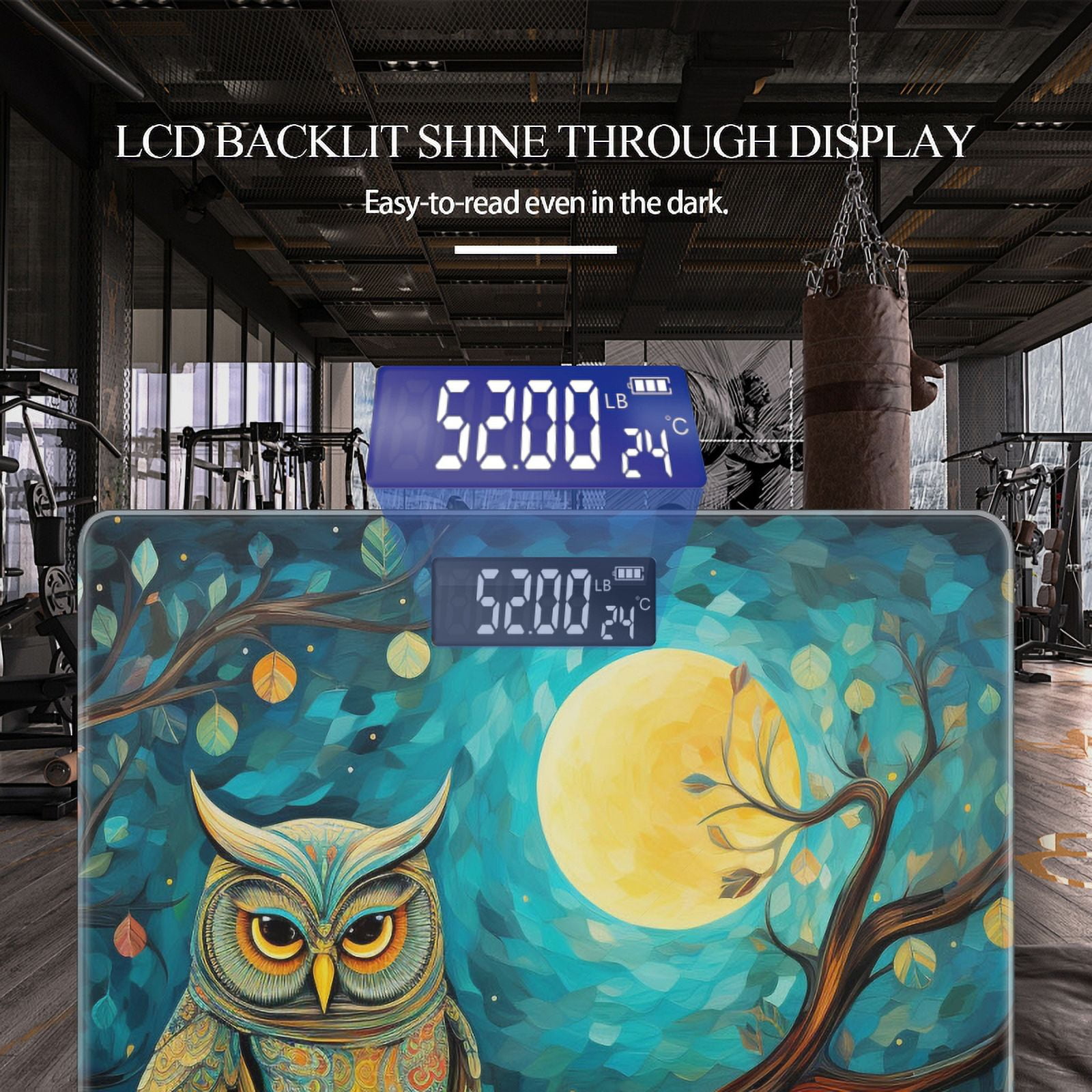 High Precision Body Weight Scale Smart Bathroom Scales with Large LCD Display(400lbs),Decorative for Bedroom-Owl Perched On The Branch Of Ancient Tree