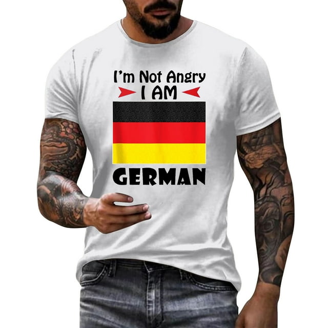 T-Shirt Homme Imprimé Lettre Allemande Confortable Été Décontracté avec Tissu Extensible pour Intérieur Extérieur