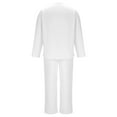 thumbnail image 4 of SYMOID Men's Two-Piece Matching Set - Casual Comfort Button-Down Shirt & Straight-Leg Pants, Stretchy Polyester Spandex, White, Size L, 4 of 7
