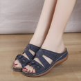 thumbnail image 2 of HNMKIU Women Sandals Comfortable Women's Slides with Floral Hollow Out Design for Daily Leisure Thick Sole Open Toe Footwear for Casual Outfits Summer Shoes Navy,6, 2 of 9