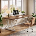 thumbnail image 4 of Tribesigns 70.8-Inch Executive Desk, Large Computer Office Desk Workstation, Modern Simple Style Laptop Desk Study Writing Table Business Furniture for Home Office (Brown/White, 70.8 Inch), 4 of 17
