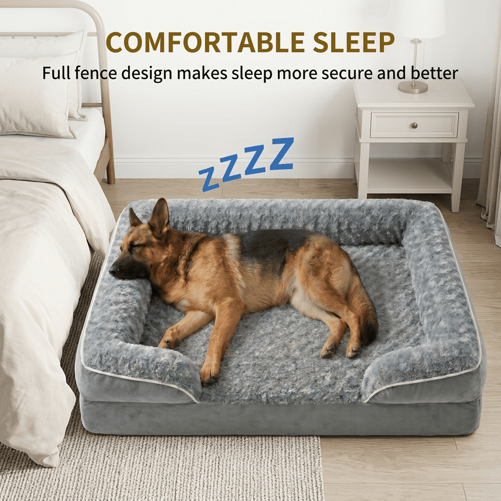 Extra-Large Dog Bed - Washable Giant Dog and Cat Bed, Comfortable Pet Sofa with Removable, Washable Cover, Non-Slip Bottom, Gray