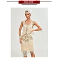 thumbnail image 5 of 1920s Vintage Dress Summer Fringe Beaded Great Gatsby Flapper Evening Dress Party Cocktail Prom,L,Apricot, 5 of 6