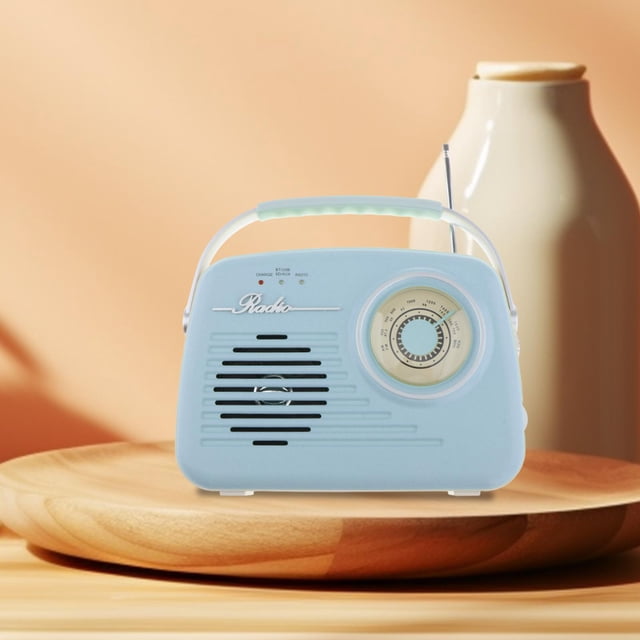 Radio portátil perfecl con Bluetooth recargable diseño retro Azul