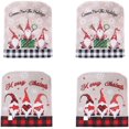 thumbnail image 1 of Juego de 4 fundas para sillas navideñas, fundas para sillas de comedor con patrón de gnomo sueco, fundas para asientos de sillas con cuadros escoceses para decoración de fiestas navideñas, 1 of 4