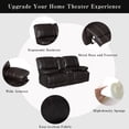 thumbnail image 3 of 3 Pieces Recliner Chair Sofa, Recliner with Reversible backrest, Cup Holders, Storage Box, Manual Reclining Recliner Chair, Theater Seating, Home Seating Seats Movie Theater Chairs, Brown, 3 of 9