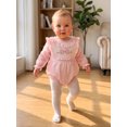 thumbnail image 3 of Cjfdfy Newborn Baby Girl Fall Outfits Pink Plaid Bow Ruffled Romper Long Sleeve Bubble Bodysuit Fall Smocked Bubble Romper Baby Cute Sweet Fall Winter Outfit 0-18 Months, 3 of 9