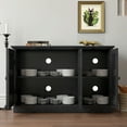 thumbnail image 3 of FFZ 45" W Storage cabinet with 3 mirrored acrylic doors, sideboard with adjustable shelves for living room dinning room kitchen, black decorative laminates and MDF substrate buffet with magnetic door, 3 of 6