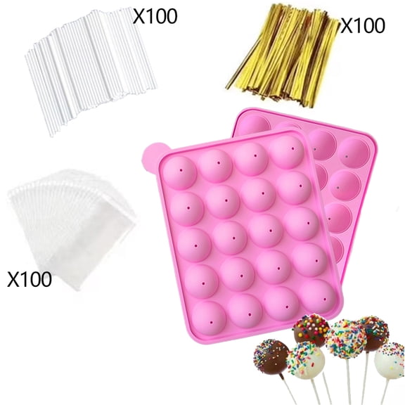 SUSWIM Silicone Cake Pop Mold Set With 100 Lollipop Sticks, Treat Bags, Twist Ties ForCake Pops, Lollipops, Hard Candy, and Chocolate