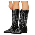 thumbnail image 4 of dmqupv Boots for Women No Heel Wide Calf Cowboy Cowgril Platform Boots for Women Back Zipper Vegan Leather Mid Calf Black 8.5, 4 of 5