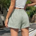 thumbnail image 4 of Women's Striped Print Shorts High Waisted Elastic Waist Wide Leg Loose Casual Shorts S, 4 of 9