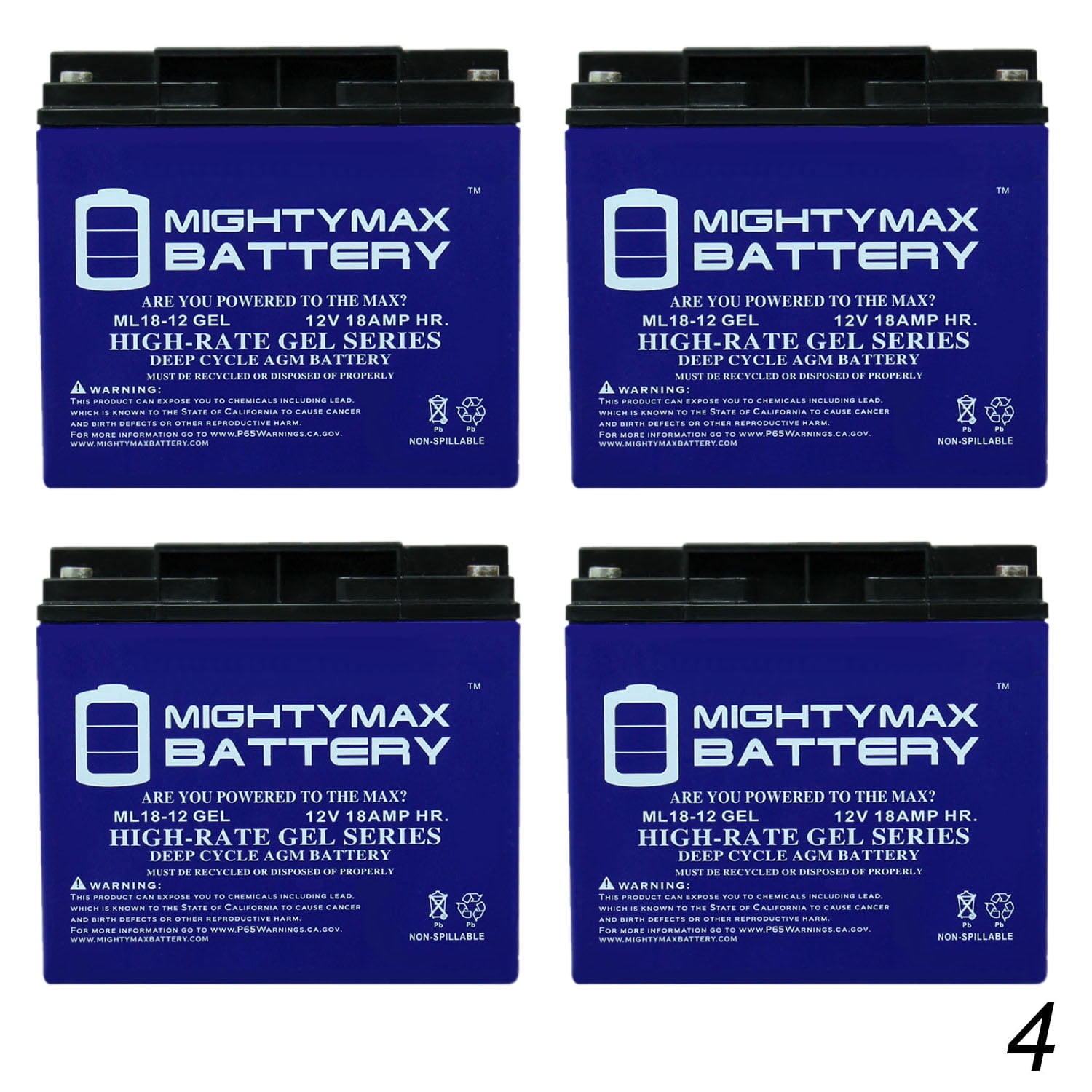 12 VOLT 18 AH GEL BATTERY 4 Pack