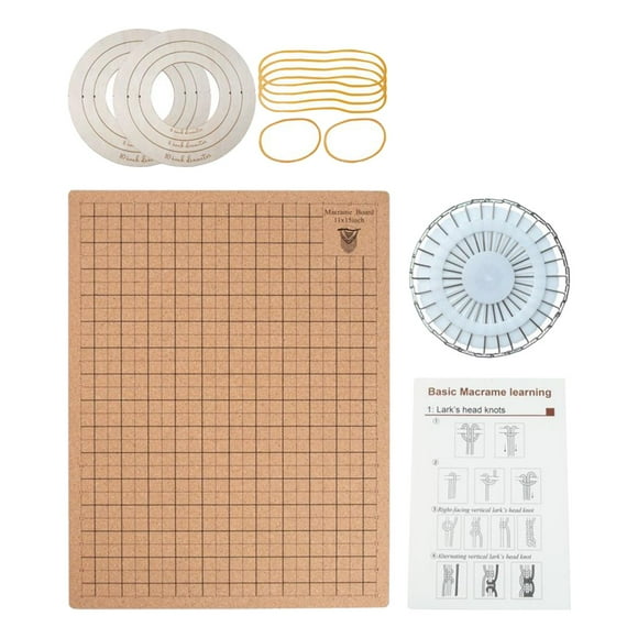 Macrame Board with Pins DIY and Auxiliary Ruler Handmade Reusable with Grids Blocking Board for Crocheting Braiding Knitting 28x38cm Round