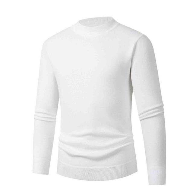 pstuiky Camisas casuales de manga larga para hombre, Suéter informal de color liso para hombre, cuello alto, tejido ajustado, capa base, manga larga, cuello redondo, camiseta/camiseta xxl