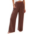 thumbnail image 7 of RUTAYY Women's Pants High Waist with Pocket Solid Color Casual Everyday Wear Breathable Loose Fit Vacation Playful Trousers, 7 of 7