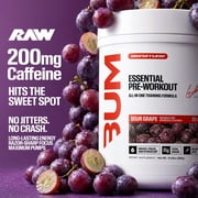RAW Nutrition Essential Pre Workout Powder, 200mg Caffeine, Sour Grape, 20 Servings